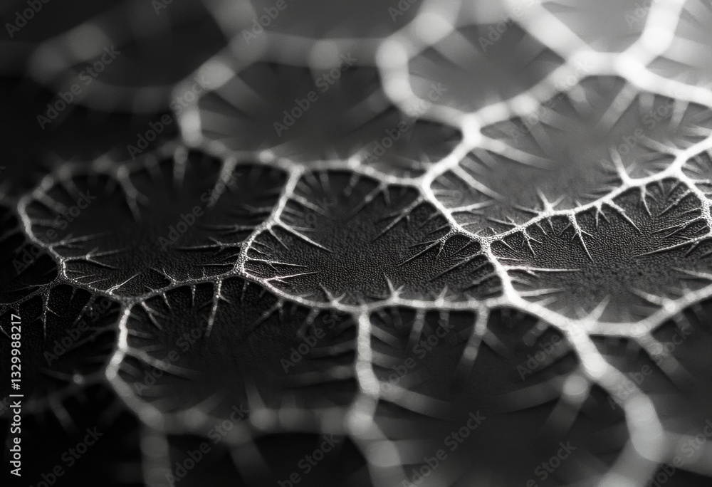 Poster close-up of intricate black and white textured surface with unique patterns