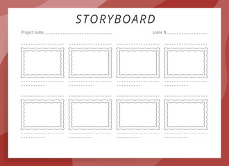 Simple Storyboard Isolated in White, Brown Vector Background 