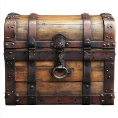 Fototapeta premium Antique Weathered Wooden Chest with Iron Bands and Rivets