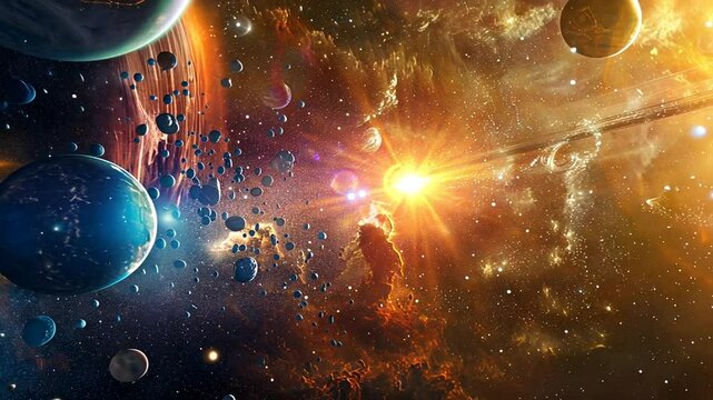 Leuchtender Meteoritenschauer trifft einen fremden Planeten