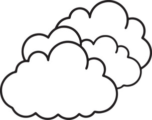 cloud line art, black outline, vector and illustration, coloring book page line art drawing