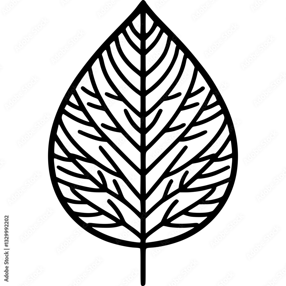 Poster leaf design: black and white leaf design featuring intricate leaf pattern and nature pattern in a mi