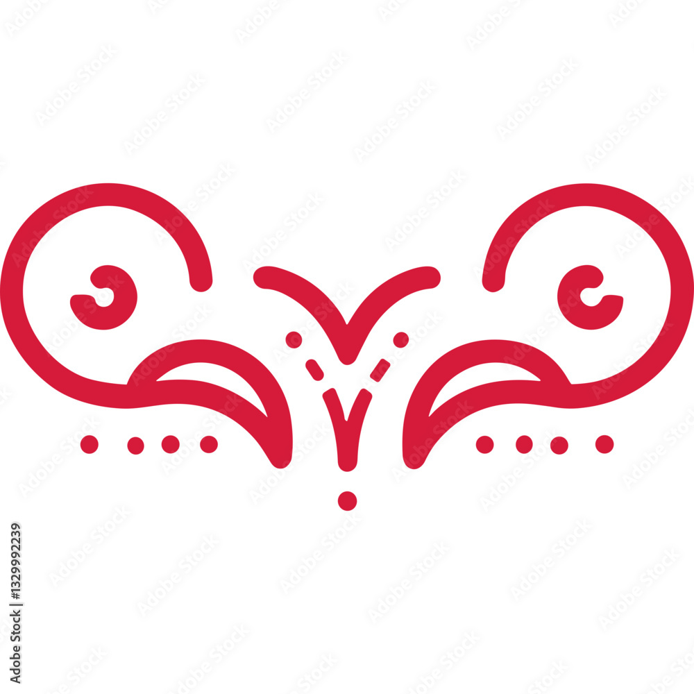 Poster graphic design element featuring decorative graphic design with swirls and dots in a symmetrical pat