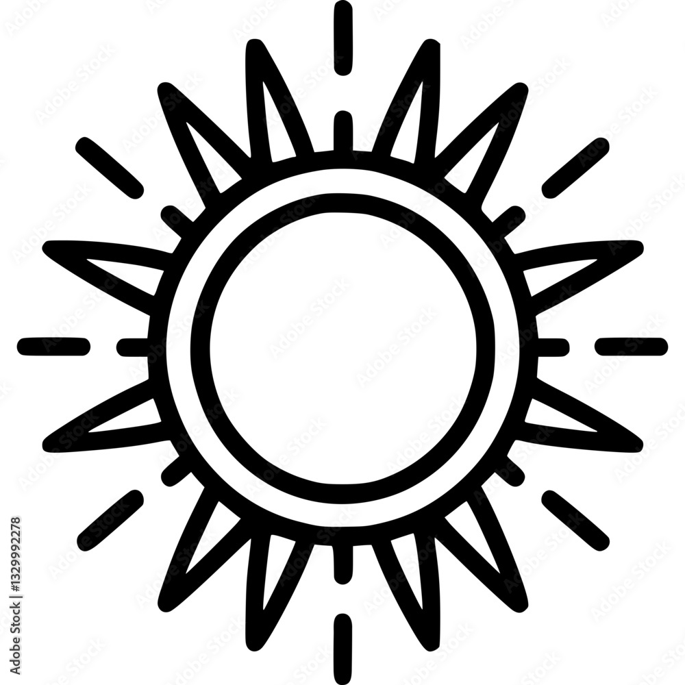 Poster circular sun icon graphic design. sun icon has a circular shape with rays emanating outwards graphic