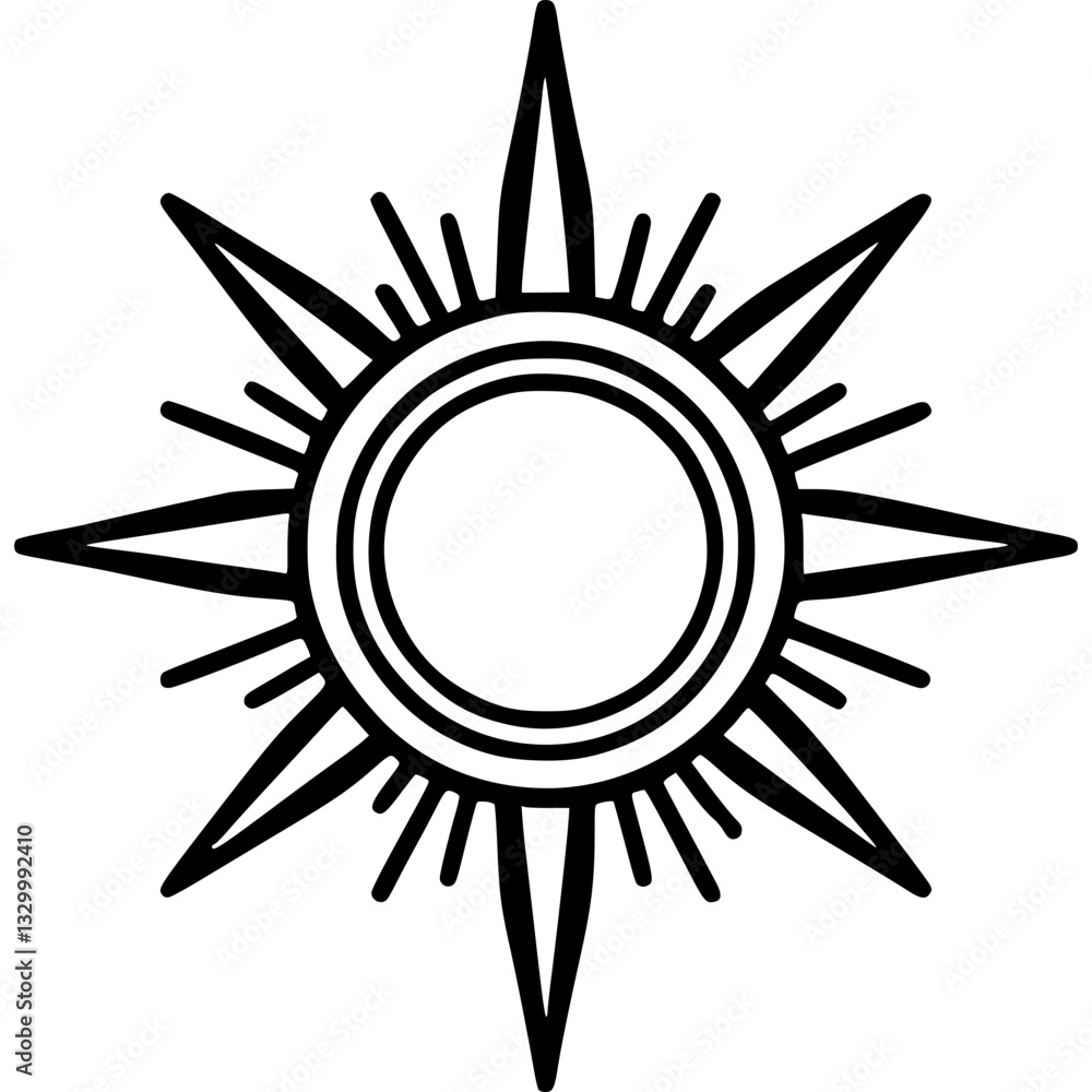 Poster abstract design with starburst rays and circle design featuring abstract sun design with radiating r