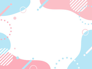 春　ピンク　水色　ポップ 　ウェーブ　背景	
