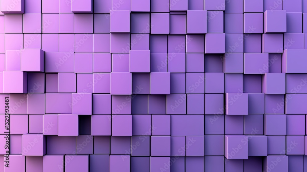 Leinwandbilder Purple background with purple blocks. The blocks are arranged in a way that creates a sense of depth and texture. The image has a calming and soothing effect