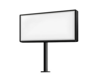  A blank billboard on a pole, isolated on a transparent background in a white vector style with black lines