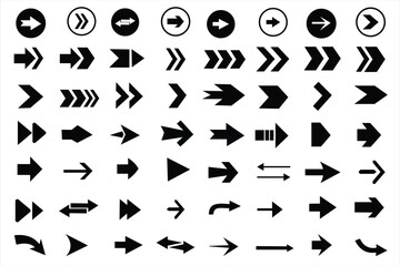 Collection of different arrow set vector design. Set of arrow icons. Arrows icon. Set of arrow outline. Arrows for web design. Cursor outline. Different shape and size pointer set.