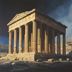 Obraz premium Scenic view of a Greek temple under a blue sky image