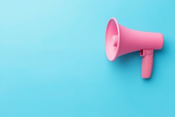 Pink Megaphone Announcement on Light Blue Background Marketing, Promotion Concept