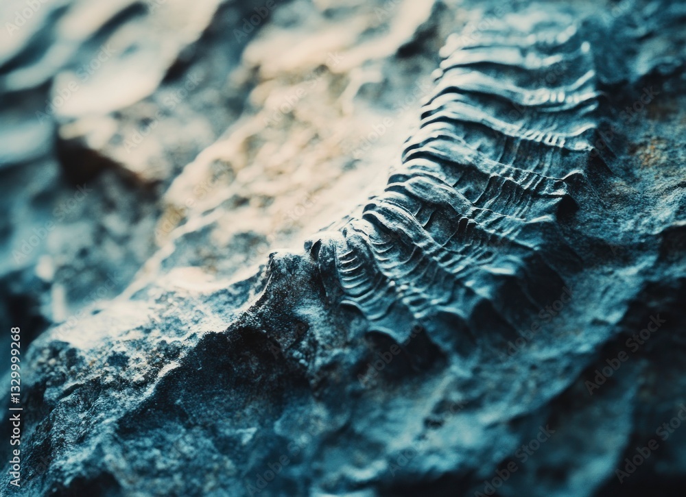 Poster close-up of fossil texture in rock formation with detailed patterns