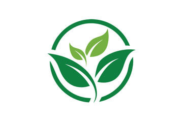 Minimal Leaf Circle Logo Design with Grass and Plant Elements