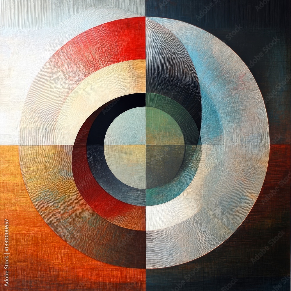 Leinwandbilder abstract circular symmetry: a composition in contrasting hues and textural layers of artistic expres