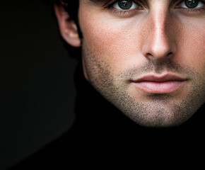 Obraz premium Man portrait close up, handsome male portrait close up