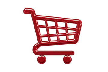 A Shiny Red Shopping Cart Icon for E-commerce Websites