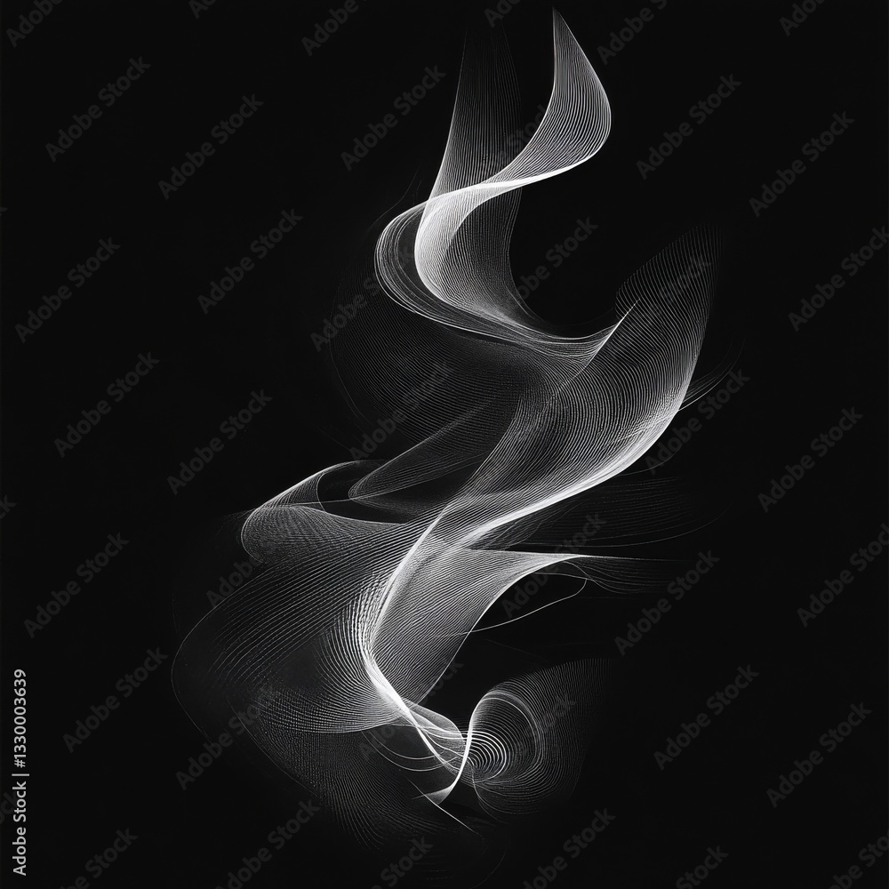 Aufkleber elegant white abstract lines on black background: a captivating dance of light and shadow