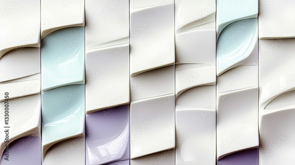 Fototapete series of white and blue tiles arranged in a pattern. the tiles are of different sizes and colors, c