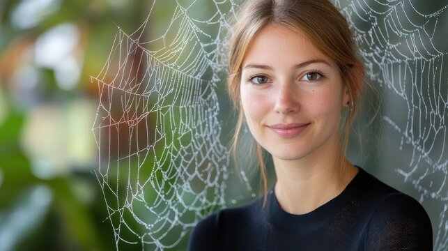 spider web with dew drops
