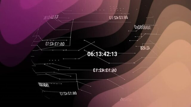 Animation of digital waveforms with numerical data overlay in technology theme