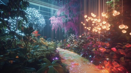 Magical Garden with Ethereal Lighting