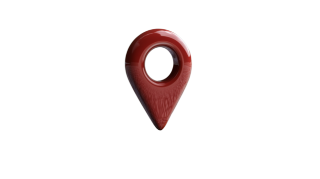 Red location pin icon floating on transparent background representing gps and navigation - Powered by Adobe