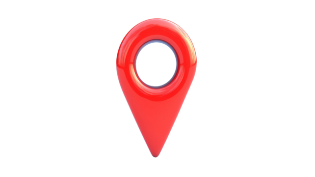 Red location pin showing accurate global positioning on transparent background