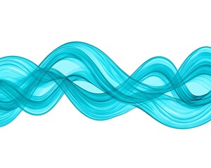 Turquoise flowing waves against white backdrop, design use