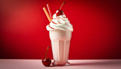 Ein Eisbecher mit Kirsche