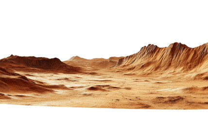 Desolate martian landscape with transparent background: exploring the red planet's terrain