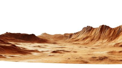 Desolate martian landscape with transparent background: exploring the red planet's terrain