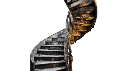 a spiral staircase in the middle of a building Cutout and isolated and transparent background image