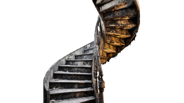 a spiral staircase in the middle of a building Cutout and isolated and transparent background image