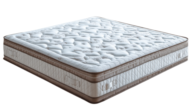 Comfortable mattress isolated on transparent background promoting restful sleep