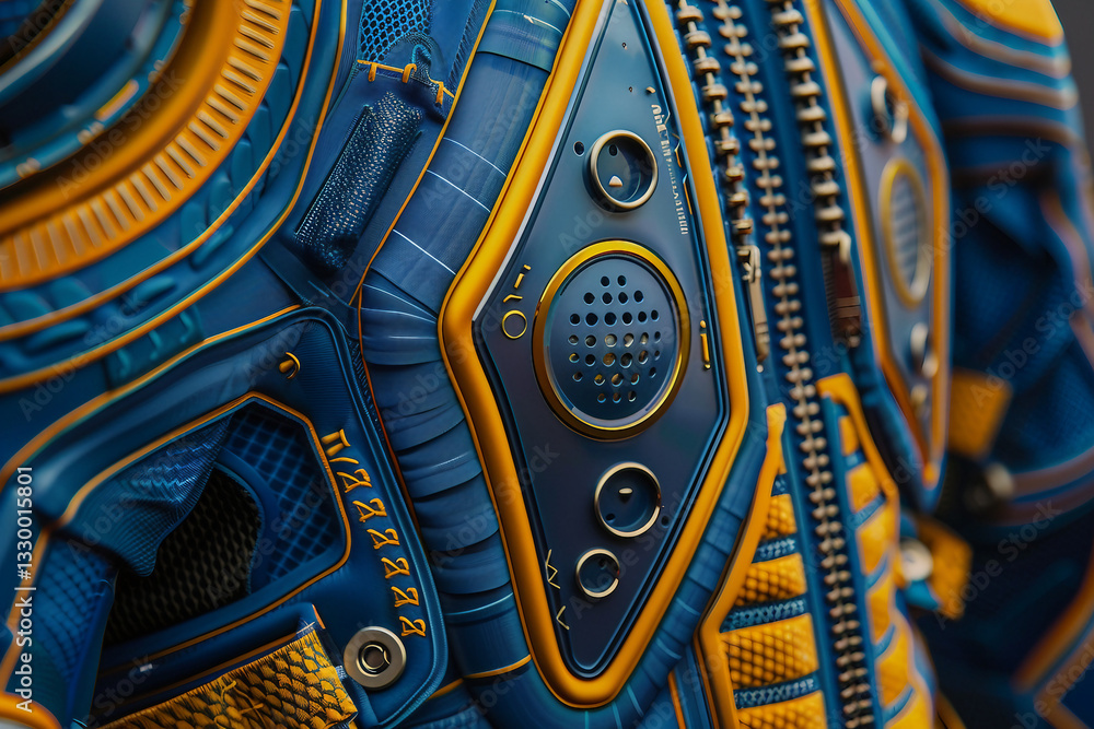 Wall mural image of cosmonaut in a protective spacesuit made generative ai technology