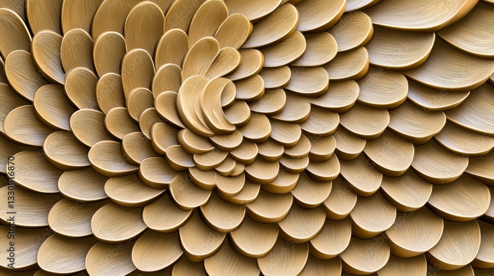 Poster the image is a close up of a flower with many petals. the flower is made of wood and has a brown col