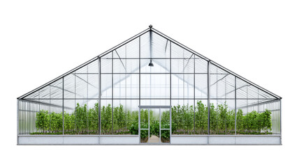 Naklejka premium Large industrial greenhouse growing plants with transparent background