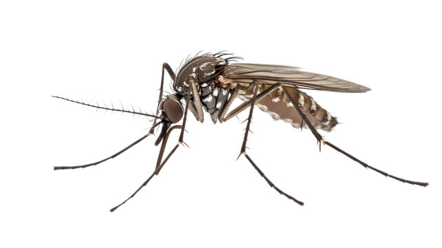 Asian tiger mosquito isolated on transparent background showing anatomy