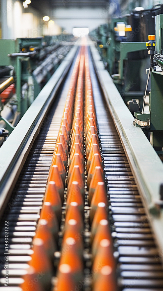 Poster Conveyor belt system in industrial setting for efficient transport Generative AI