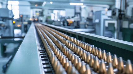 Obraz premium Conveyor belt transporting items in industrial setting Generative AI