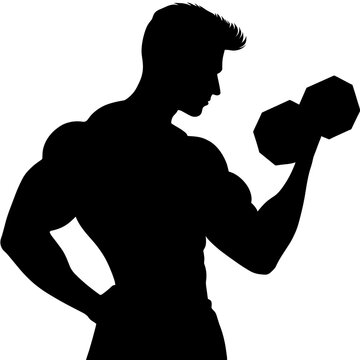recommend clip art: Fitness silhouette of a man lifting a dumbbell