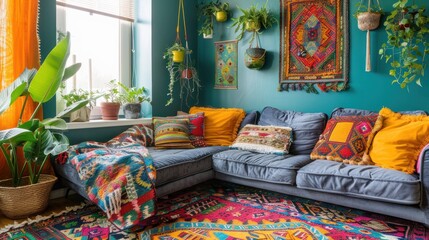 Bohemian Chic Living Room Decor: Vibrant Colors and Textures