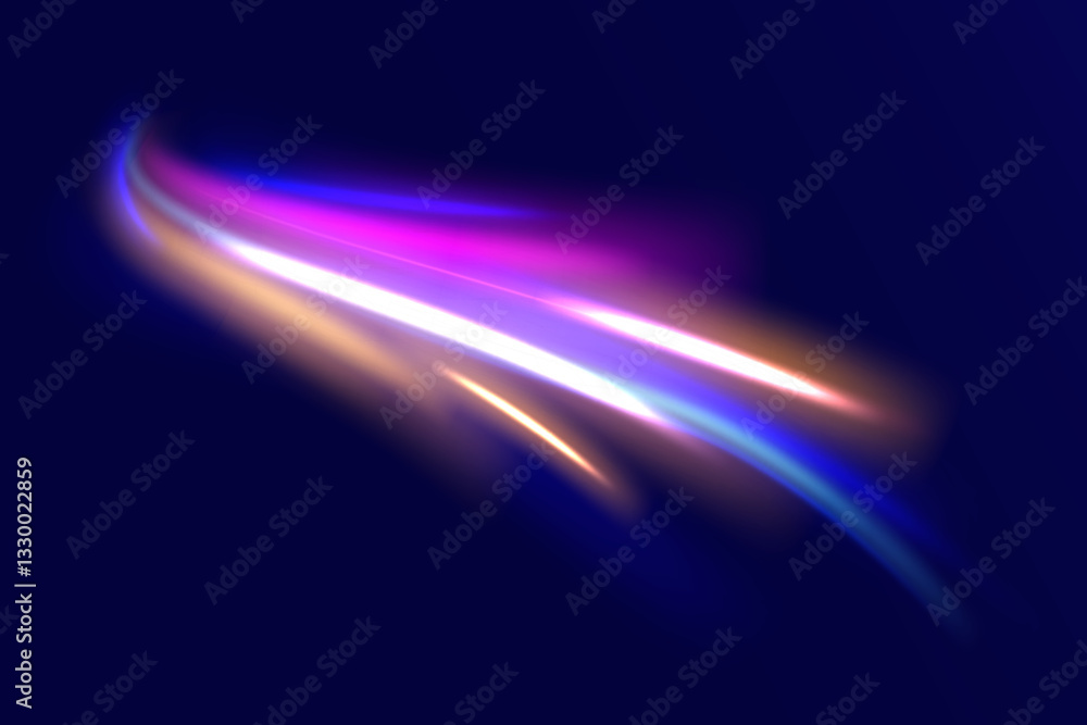 Aufkleber light trail wave, fire path trace line, car lights, optic fiber and incandescence curve twirl. big d