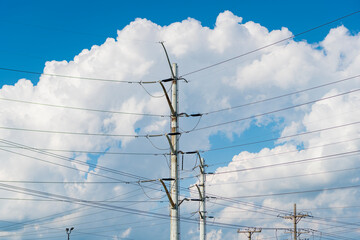 Electricity power pylon. Electricity tower. Electrical energy. Power transmission tower....