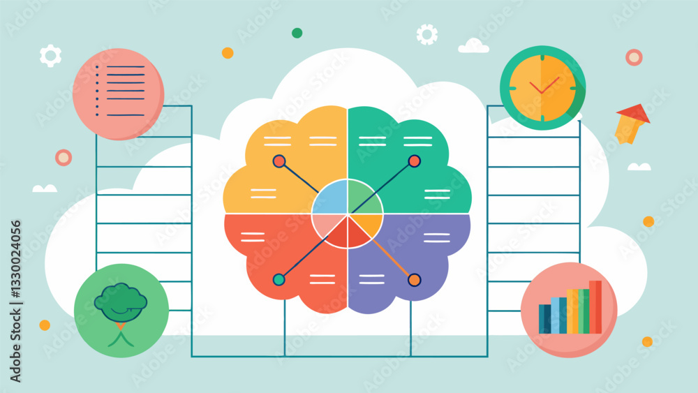 Poster a thought record chart to track and analyze triggers thoughts and emotions related to anxiety.. vect