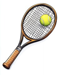 Classic Tennis Racket and Ball: A Detailed Illustration