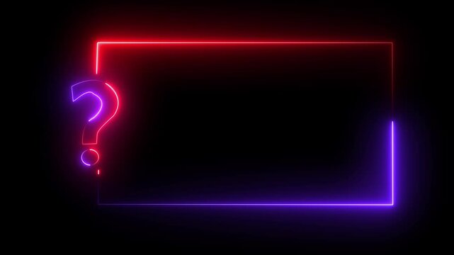 Quiz Neon Line Animation with option selection on black background .Quiz template challenge with option selection, Quiz game or intellectual challenge contest template. TV show or trivia game