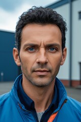 there is a man with a blue jacket and a blue jacket