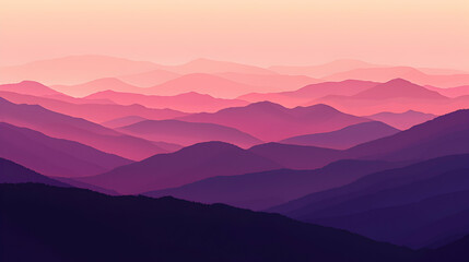 Fototapeta premium Layered Mountain Range Landscape with Warm Pink and Purple Hues