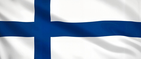 Obraz premium Vibrant Finland flag waving against dynamic background, national pride